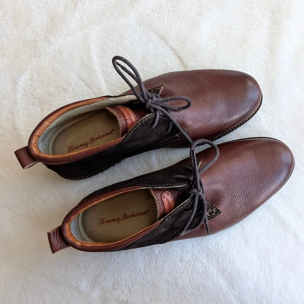 Tommy Bahama Elijah Men's Brown Leather Suede Chukka Boots Size 7.5 M